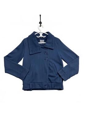 SWS Streetwear Society Navy Blue Buttons And Hidden Snaps Jacket with Collar M
